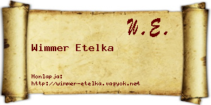 Wimmer Etelka névjegykártya